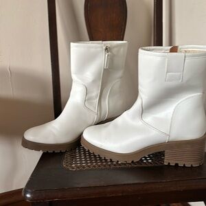 Size 11 white above the ankle boots